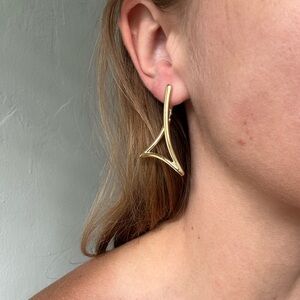 Gold plated triangle elegant hypoallergenic earrings